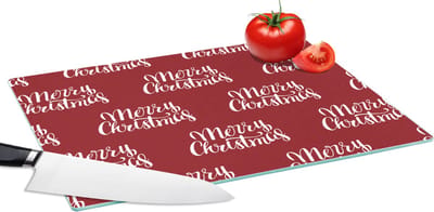 Glazen Snijplank - 39x28 - Quotes - Christmas - Patronen - Rood - Wit - Snijplanken Glas