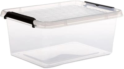 5Five opberg kist met deksel - Clip Box - 12,5 liter - 39 x 29 x 17 cm - kunststof - transparant