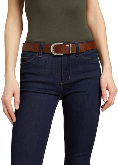 Tom Tailor - TTSANDRA leren riem met ronde gesp - Maat 75 - light brown uni