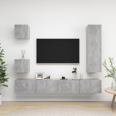 vidaXL - 5-delige - Tv-meubelset - bewerkt - hout - betongrijs