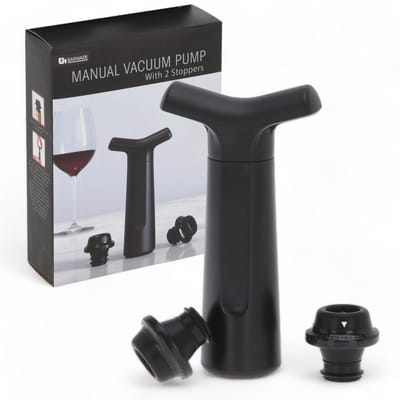 Dailygoods- Wijnpomp Luxe - 2 Vacuümstoppen - Herbruikbare Wijnsluiting - Eenvoudige Bediening - Tot 10 Dagen Versheid - Hoogwaardige Kwaliteit - Wijnbewaarset