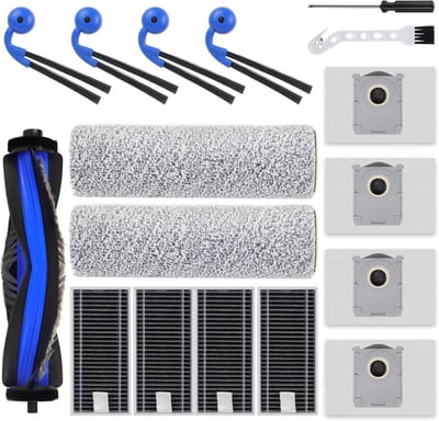 X9 Accessoires gescht voor Ecovacs Deebot X9 Pro Omni/X9 Pro stofzuiger, 1 hoofdborstel, 2 rollen reinigingsdoeken, 4 zijborstels, 4 HEPA-filters, 4 stofzakken, 1 reinigingsgereedschap