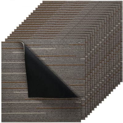 VEVOR Tapijttegels Herbruikbaar 24x24 Inch, 24 Stuks Modulaire Tapijttegels, CommerciëLe Vloer Zacht Gevoerd voor Naadloze Bedekking 96 Vierkante Voet, Eenvoudig Zelf Te Leggen voor Woonkamer, Slaapkamer, Kantoor, Binnengebruik, Donkerbruin