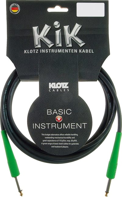 Klotz Instrumentenkabel 4,5m zwart KIK-Colourood fresh green - Instrumentenkabel