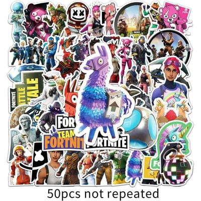 50 stuks Fortnite Waterdichte Sticker Graffiti Game Karakter Scooter Gaming Handboeken Computer Sierstickers Langdurig black