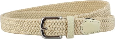 Houtkamp Smalle Elastische Dames Riem - Gevlochten Comfort Stretch Belt - 25 mm breed - Vrouwen Ceintuur - Beige - Lengte totaal 105 cm / Riemmaat 90