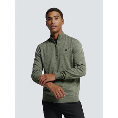 Pullover met halve rits en tweekleurige melange: Comfort en stijl gecombineerd