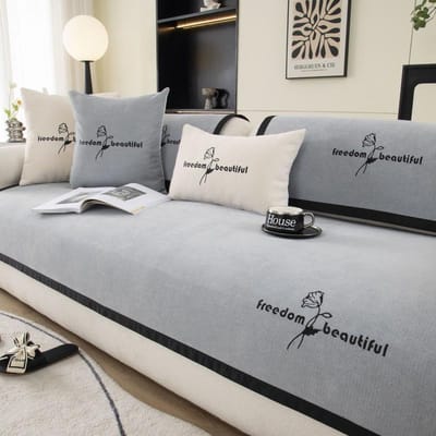 Gebroken witte bankkussen Licht luxe stijl Modern high-end bankovertrek Vierseizoenen universeel Chenille Antislip zitkussen Rugleuning 70*70cm
