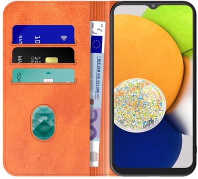 Geschikt voor Samsung Galaxy A03 Telefoonhoesje Bruin Kunstleer Met Magnetische Sluiting - Portemonnee BookCase Met Pasjeshouder - ProtX