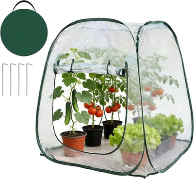 Mini Kas - Plantentent Beschermhoes - Planten Beschermen - Ventilatie Gaaslaag - 98x98x98cm - Transparant