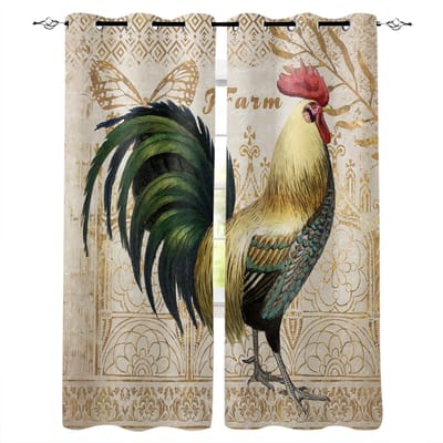 Boerenleven Haan Hen Zonnebloem Huisdecoratie Raamgordijnen Slaapkamer Keukengordijn Paneelgordijnen voor Woonkamer 135W x 115H(cm)
