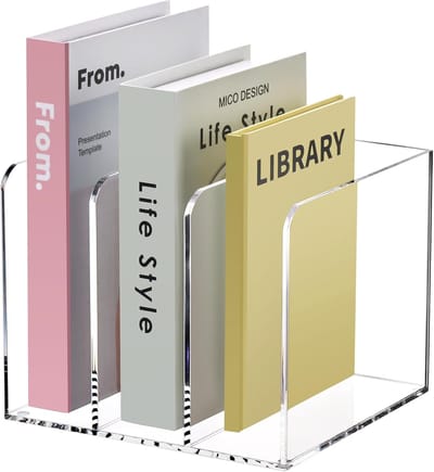 Bureau Organizer - Tijdschriftenhouder Map - Kantoor Archivering - 4 Verticale Ruimtes - Acryl Materiaal - Transparant