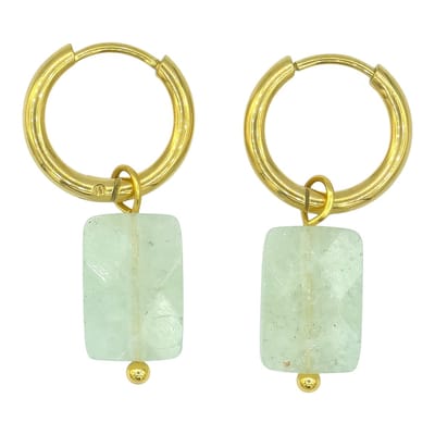 Natuursteen oorbellen - Oorringen met Aventurijn hangers - Gold-plated Stainless Steel - 10mm / 24mm