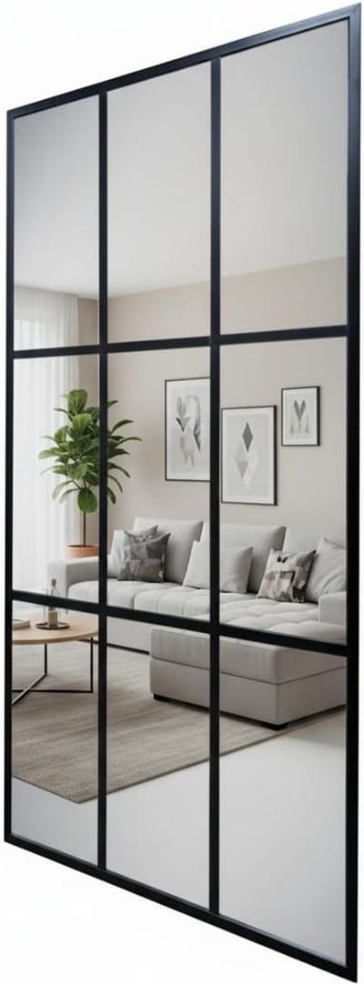 Grote Industriële Raamspiegel 160x80 cm - Wandspiegel met Aluminium Frame voor Woonkamer en Hal