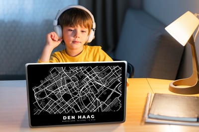 Laptop sticker - 14 inch - Kaart - Den Haag - Zwart - 32x5x23x5cm - Laptopstickers - Laptop skin - Cover