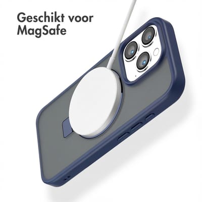 Accezz Hoesje - Geschikt voor Apple iPhone 16 Pro - Ring Stand Backcover geschikt voor MagSafe - Blauw