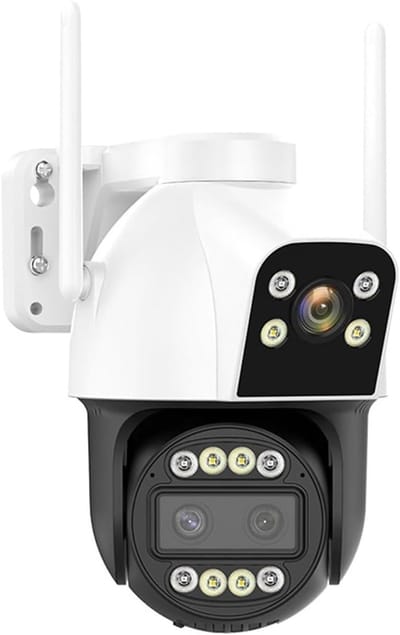 Beveiligingscamera Buiten - IP Camera 4G - Huisbewaking - Drie Lenzen Dual Screen - 4K HD 10X Zoom - Zwart