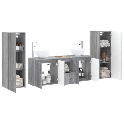 vidaXL - Badkamermeubel - Set - 5 - st - Grijs - Sonoma - 33 - x - 34,5 - x - 100 - cm