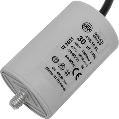 Motorcondensator 30µF 400V | Radiale Startcondensator met Kabel | Kunststof Behuizing