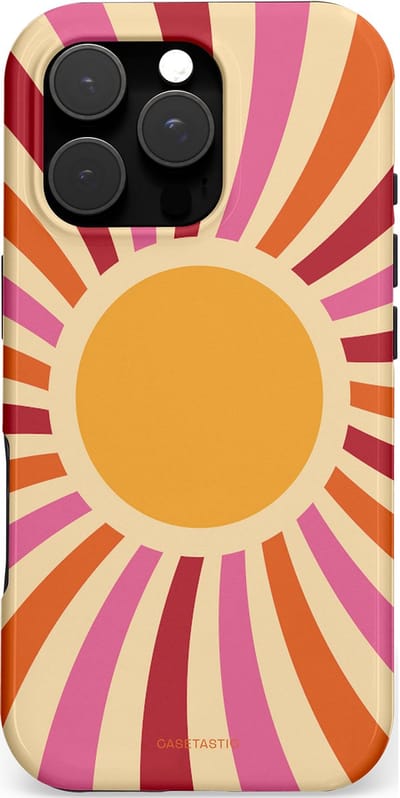 Casetastic hoesje geschikt voor Apple iPhone 16 Pro - MagSafe - Dubbellaagse bescherming - Retro licht - Fashion Case - Beige Terracotta Roze Bordeaux