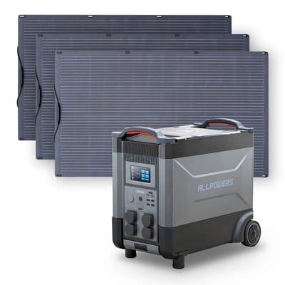 ALLPOWERS Solar Generator Kit 4000W (R4000 + SF200 200W Flexible Solar Panel) - R4000+3PCS SF200 200W Solar Panel