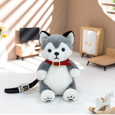 Husky Poppen Schooltassen Cartoon Hangers Poppen Knuffels Sleutelhanger Leuke Ornamenten Cadeaus [Lying Position 22cm; Sitting Position 15cm] gray