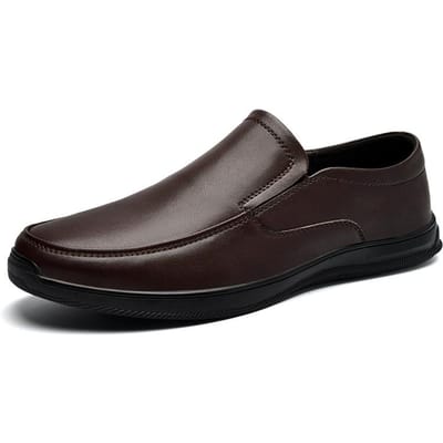 Herenschoenen Lente en Herfst Business Casual Leer Herenschoenen Zacht Echt Leer Koeienhuid Papa Schoenen 44 bruin