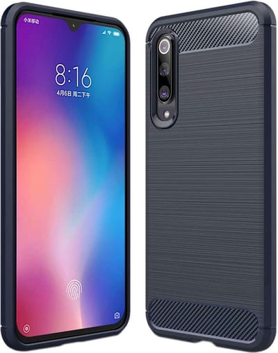 ebestStar - Hoes geschikt voor Xiaomi Mi 9 SE, TPU Bescherming Cover, Koolstof Design Hoesje, Donkerblauw