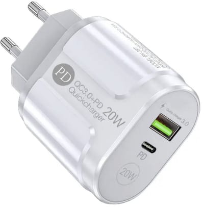 Gmedia 20W USB-C & USB-A Snellader – PD/QC 3.0 Adapter – Universeel – Wit