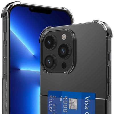 Geschikt voor iphone 13 Pro Telefoonhoesje met Pasjeshouder Shockproof - Cardslot Back Cover Case Anti-Shock - Telefoonhoesje met Kaarthouder Transparant Doorzichtig - ProtX