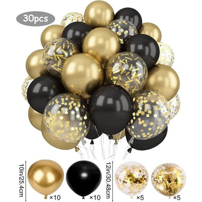 30 Stuks 1012 Inch Wit En Gouden Ballonnen Parelmoer Witte Ballonnen Gouden Confetti Ballonnen Voor Verjaardag Bruiloften Jubileumfeest Other black