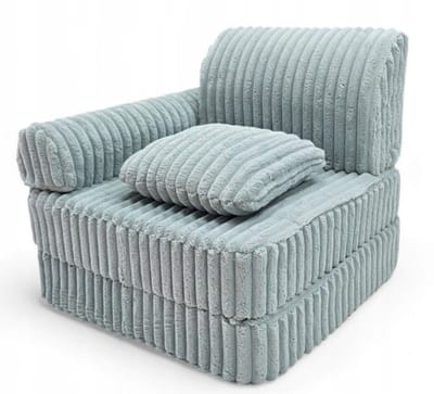 Modulaire Slaapbank voor Kinderen Turquoise ribfluweel – Uitklapbare Kinderbank van Zacht Schuim – Kindersofa, Kinderfauteuil en Matras voor Kinderkamer