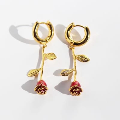 Romantische Rode Roos Sieradenset met Statement Oorhangers