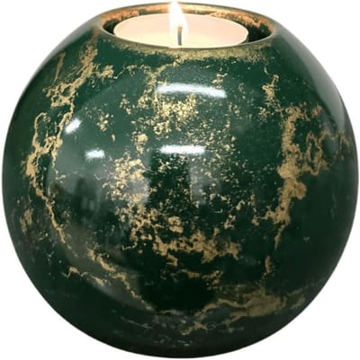 Glazen Mini Urn met Kandelaar - Herinneringsurn voor As van Geliefde of Huisdier - 200 ML Groen/Goud