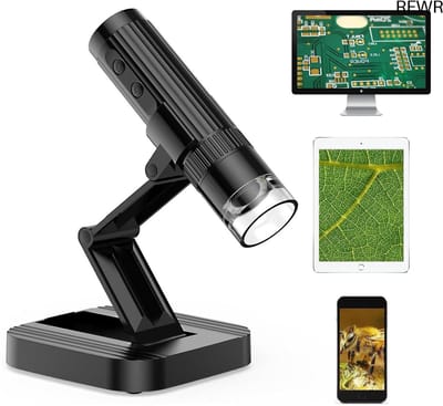 RFWR® Digitale WiFi Microscoop 1080P HD, 50-1000X USB, Mini Handmicroscoop met 2MP Camera en 8 LED-lampjes, Compatibel met Android/iOS en PC