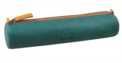 Rhodia Etui - Zachte Schooletui - Kunstleer - Rond - 5x21,5 cm - Pauwblauw