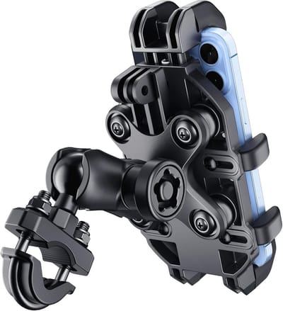 VVGoods - Fietstelefoonhouder met dubbele anti-schok, draaibare houder voor motorfiets stuur - Geschikt voor smartphones van 5,4-7,2 inch.