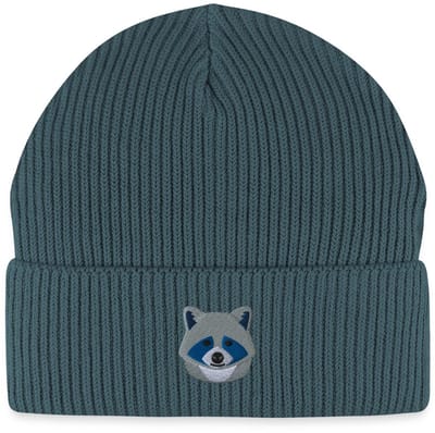 Geborduurde Wasbeer Kop Uniseks Bio Fisherman Beanie