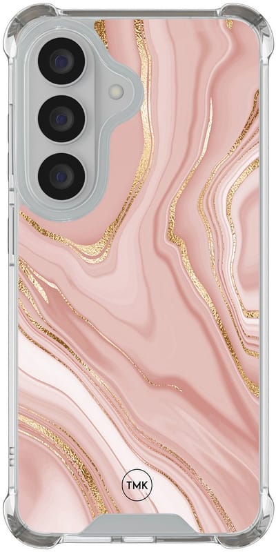 Shockproof hoesje geschikt voor Samsung Galaxy S26 - Rose marble - Schokbestendig - Verhoogde randen - TPU case - Extra Sterke Back Cover - Marmer - Transparant, Roze