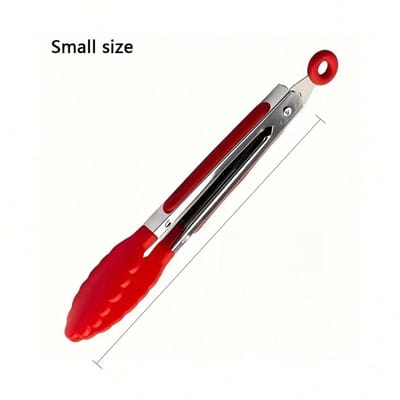 Kleine Keukentangetjes, 7-Inch Mini Voedingstangetjes, Hittebestendige Nylon Punten Tangetjes voor Koken, Serveren, BBQ, Grillen, Salade en Meer, Keukenbenodigdheden Red