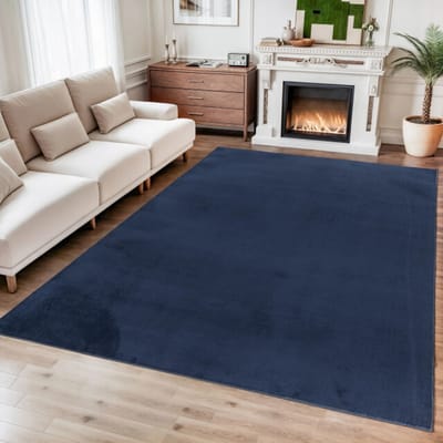 Relax Samba - Wasbaar Effen Vloerkleed - Uni Tapijt - Blauw- 80x150 CM
