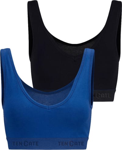 Ten Cate Meisjes stretch BH -2-pack – Cotton – 2-PACK – Blauw / Zwart– Comfortabel Katoen Ondergoed – Ademend & Zacht – Voordeelverpakking - Maat 122/128