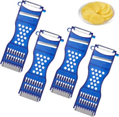 Multifunctionele groentesnijder 6-in-1 met juliennesnijder en aardappelschiller, vaatwasmachinebestendig en eenvoudig in gebruik, ideaal voor snelle bereiding van groenten