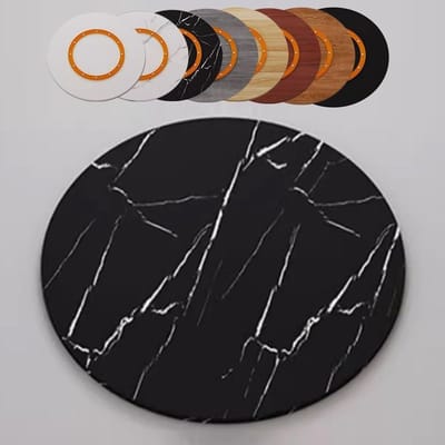 Large 65 cm (65 cm) zwart marmeren houten roterende dienblad voor eettafel en keuken, stille draaiplateau perfect voor entertainment en woondecoratie