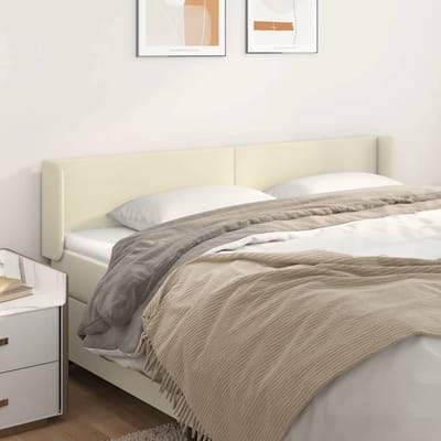 vidaXL Hoofdbord met randen 203x16x78/88 cm kunstleer crèmekleurig
