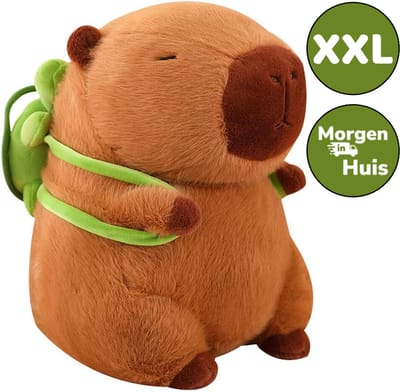 Topknuffels® - Capybara met Rugzak Pluche Knuffel XXL 70 cm – Grote XL Capibara Knuffels Knuffeldier - Groot Bruin Knuffels Dierenknuffel - Kapibara Kapybara - Speelgoed Kawaii Kussen - TikTok Plush Toy