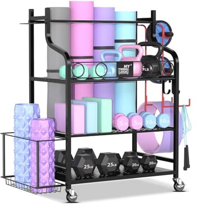 Opbergrek voor Yoga Mat en Fitness Accessoires - Thuis Gym Organizer voor Halters, Kettlebells, en Weerstandsbanden