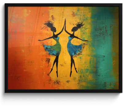 Poster in lijst - Fotolijst 70x50 cm - Posters - Dansen - Vrouwen - Verfstructuur - Posterlijst zwart - Decoratie - Wanddecoratie woonkamer - Muurdecoratie slaapkamer