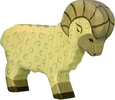 HOLZTIGER Boerderij - Ram - 12X2X10Cm - Houten Figuur - Handgemaakt