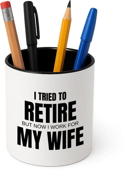 Hacebo® - I tried to retire Pennenbakje - Pensioen - werken voor vrouw - pennenhouder - werk - afscheidscadeau - verjaardagscadeau - kado - Pennenbakje zwart